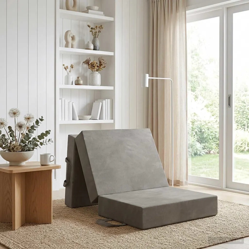 Divano Letto Pieghevole 90 x 63 x 45 cm Grigio Chiaro 900155