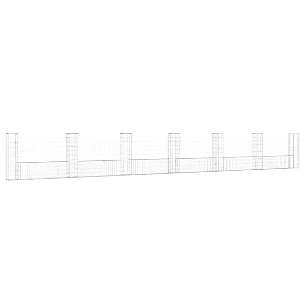 Cesto Gabbione a U con 7 Pali in Ferro 740x20x100 cm cod mxl 22644