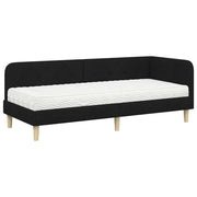 Letto singolo | Letto per adulti | Cornice del letto ad angolo Nero 80 x 200 cm Tessuto