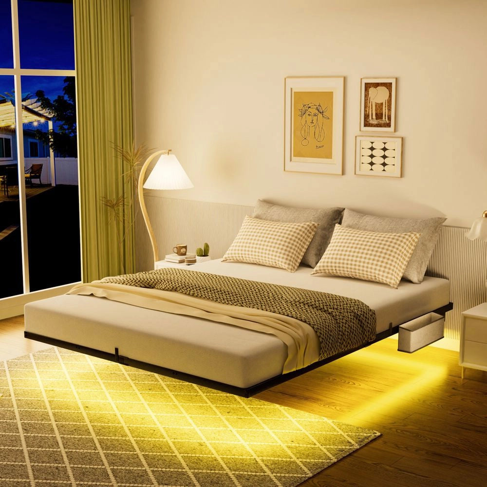 Letto piattaforma 160x200cm?- Xylo - design giapponese LED nero