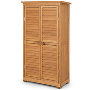 Armadio da giardino per attrezzi con 3 ripiani rimovibili, Ripostiglio da esterno in legno 87x47x160cm Naturale-Casette da giardino