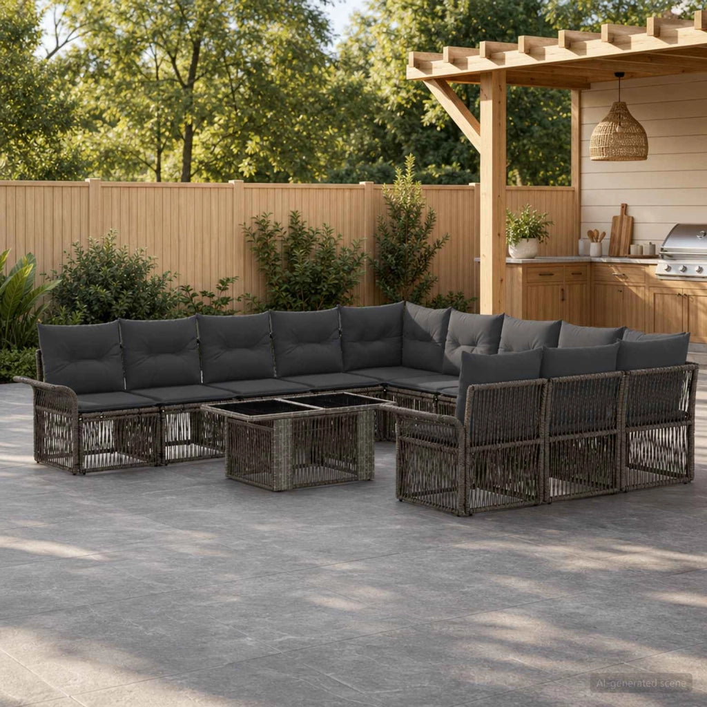 Set Divano da Giardino 12 pz Grigio e Grigio Scuro polyrattan 3436703