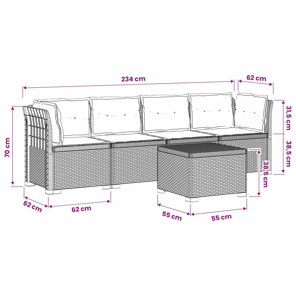 Divano da Giardino a 4 Posti con Cuscini in Stile Rattan PP 3443880