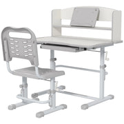EasyComfort Set Scrivania per Bambini con Sedia Regolabile in Altezza e Piano Inclinabile, Età 6-12 Anni, Grigio