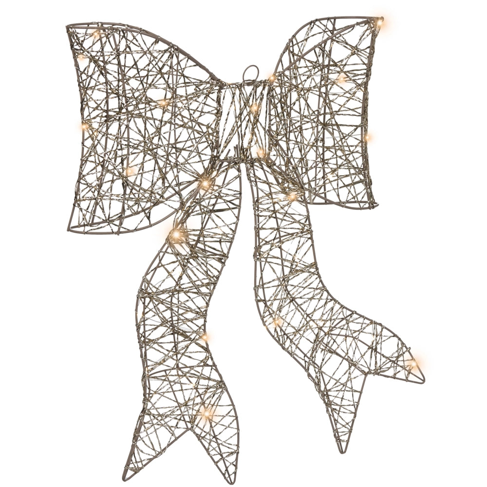 Fiocco di ferro dorato a LED Decorazione natalizia da 56 cm illuminata con 40 lampadine a LED