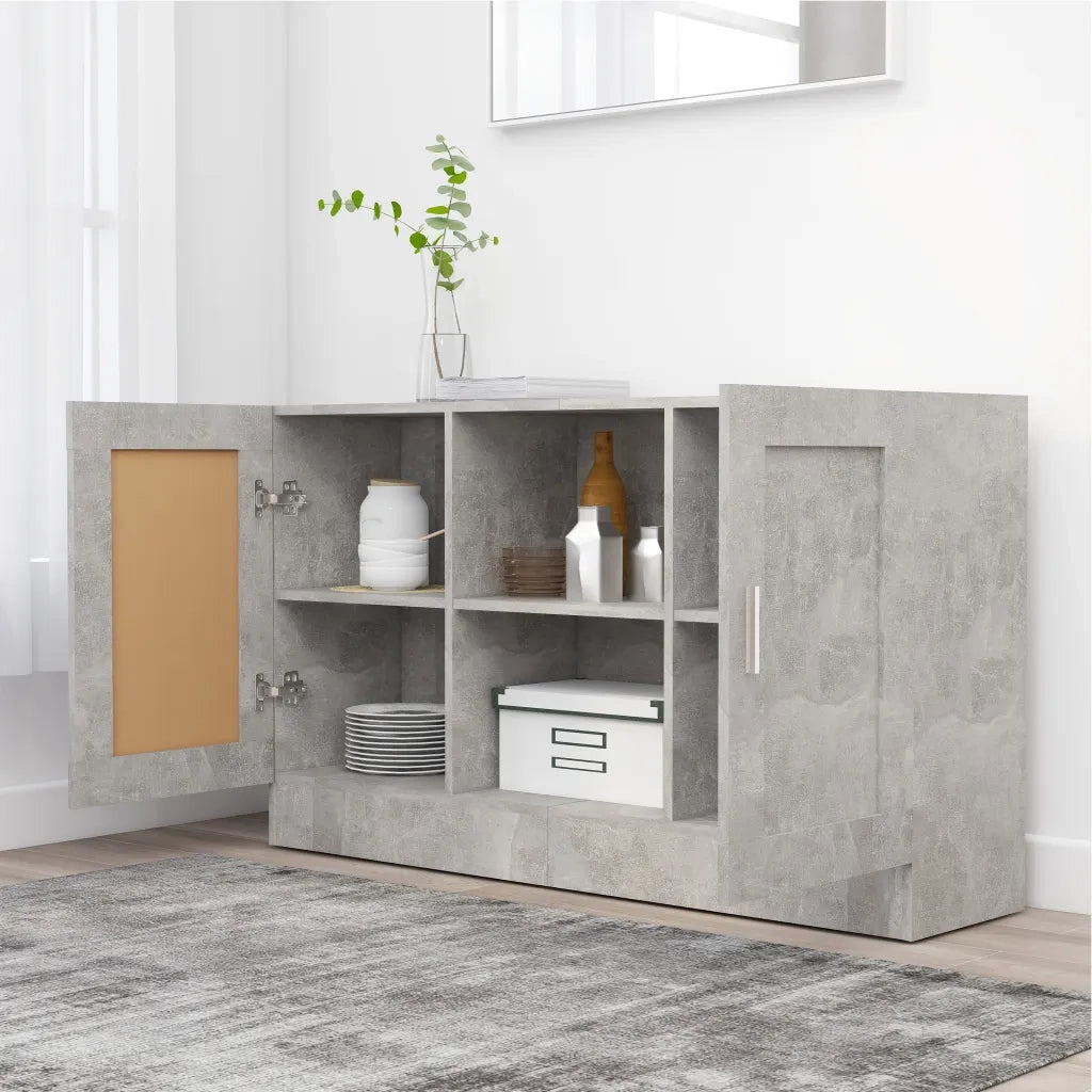 Credenza Grigio Cemento 120x30,5x70 cm in Legno Multistrato 802781