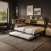 letto metallo legno nero naturale 120 x 200 cm