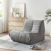 Poltrona Bassa Imbottita Kodsø con Rivestimento in Microfibra 75x90x100 cm - Grigio [en.casa]