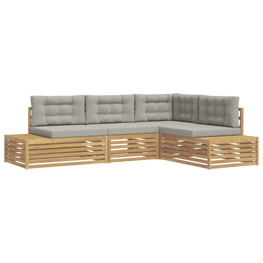 5 pz Set di divani da esterno Poliestere Bianco 3391116