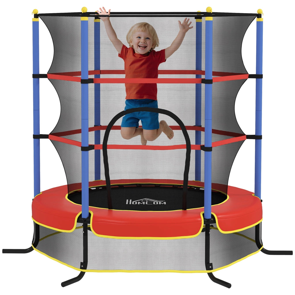 Trampolino per Bambini con Tappeto Elastico, Rete di Sicurezza e Pali Imbottiti, Et¨¤ 3-10 Anni, Blu