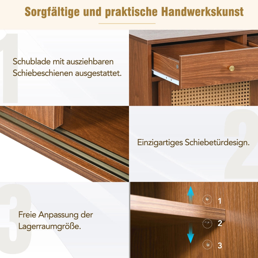 SIDEBOARD 120x40x78 cm 3 cassetti 3 porte in MDF colore walnut FSC®