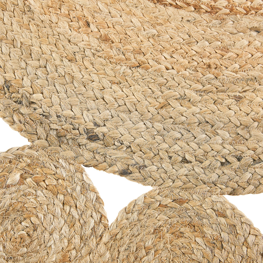 Tappeto tappetino Iuta Beige Rotondo Soggiorno di Campagna ø 120 cm
