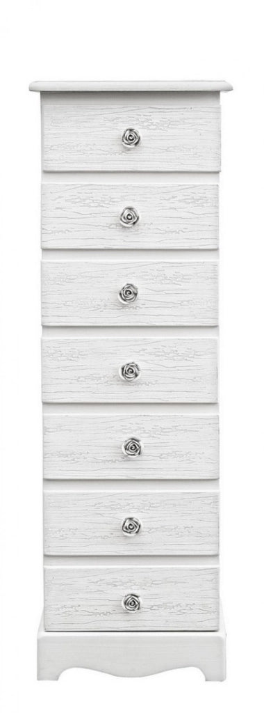 Cassettiera 7 Cassetti Legno Bianco Stile Classico da Interno - BLAINE