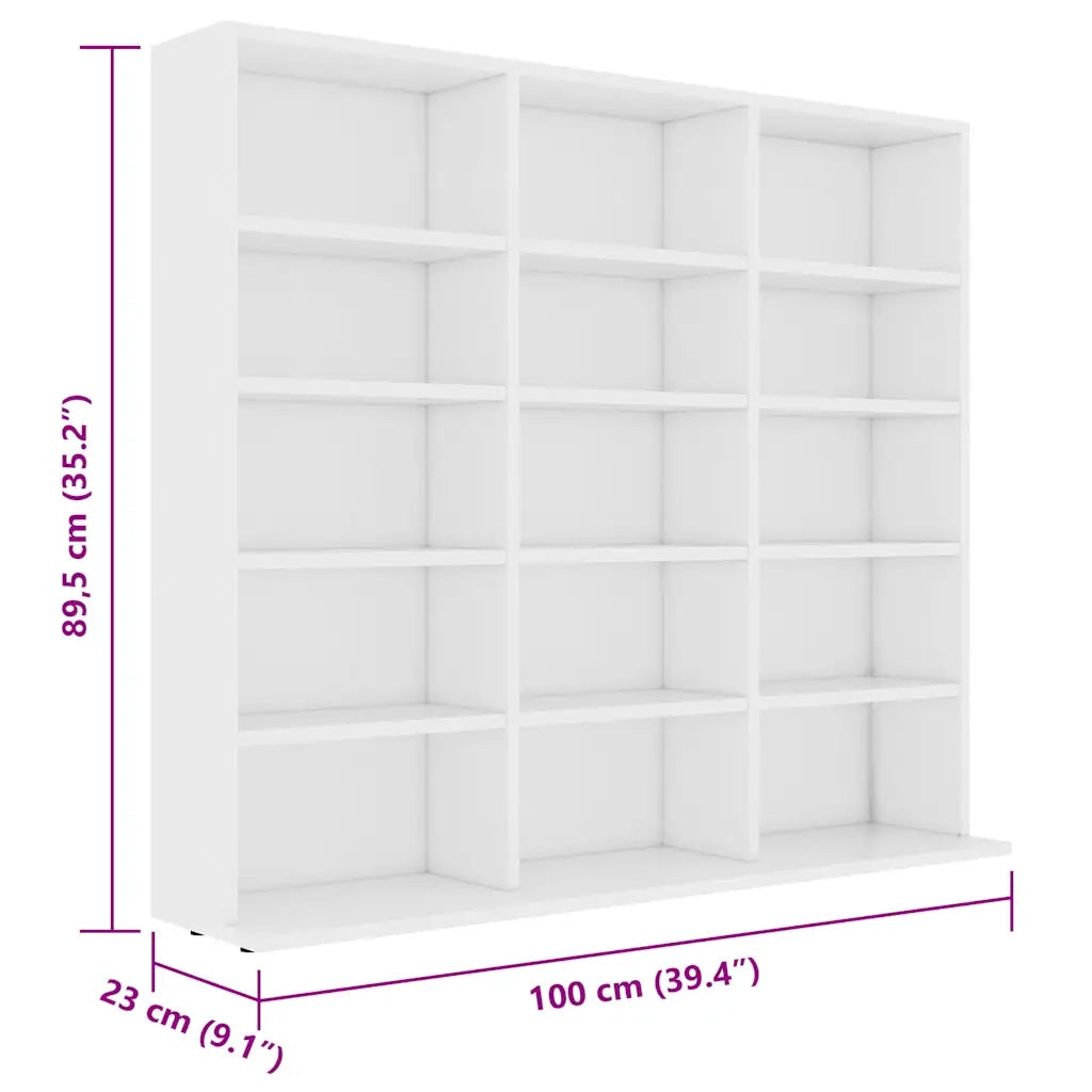 Armadietto Porta CD Bianco 100x23x89,5 cm in Legno Multistrato 801787
