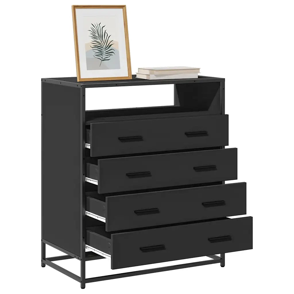 Cassettiera Nera 70x41x83,5 cm in Legno Multistrato 849089