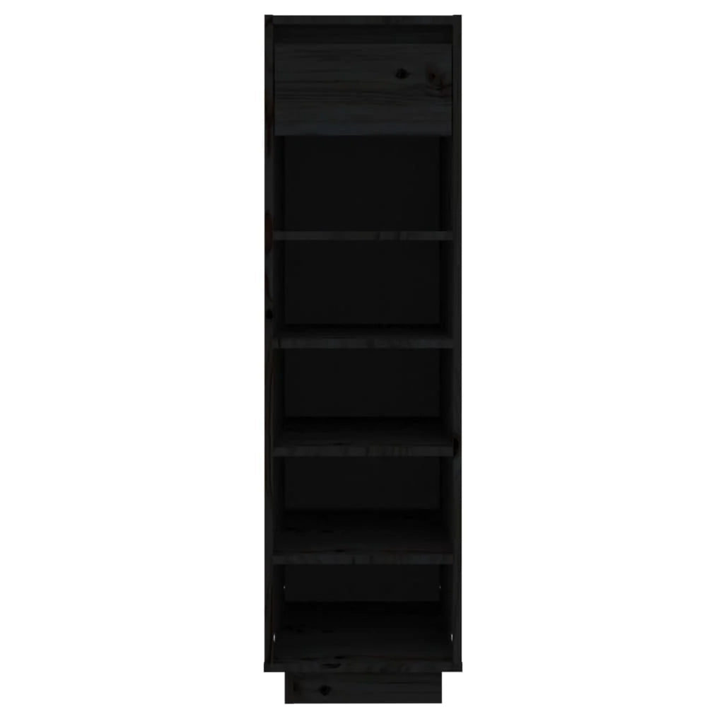 Scarpiera mobiletto portascarpe mobile per ingresso/corridoio/soggiorno 30 x 34 x 105 cm legno di pino massiccio nero 02_0021960