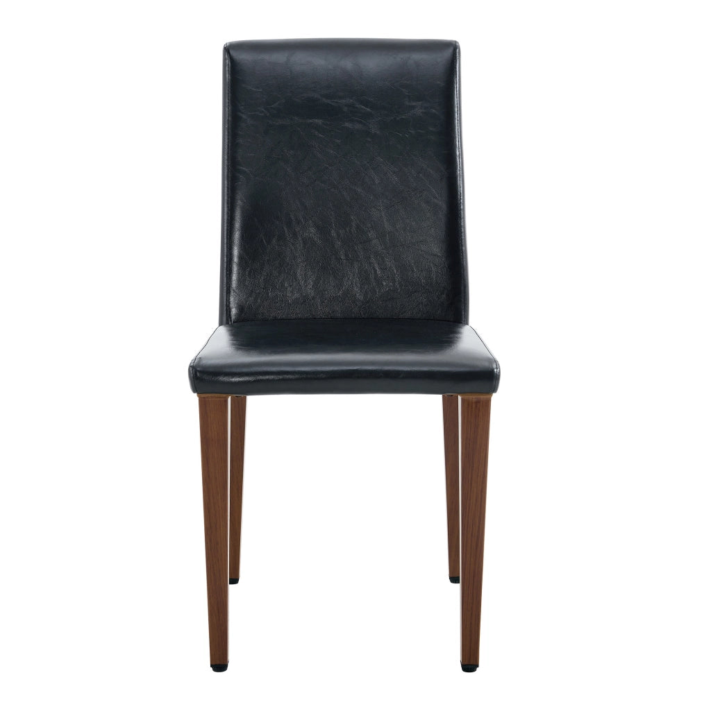 Set di 2 sedie da pranzo in PU nero con gambe color noce