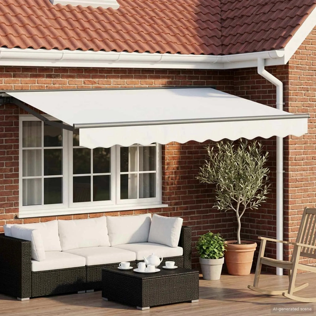 Cornice per Tenda Manuale con LED Bianco e Antracite 3,5 x 2 m