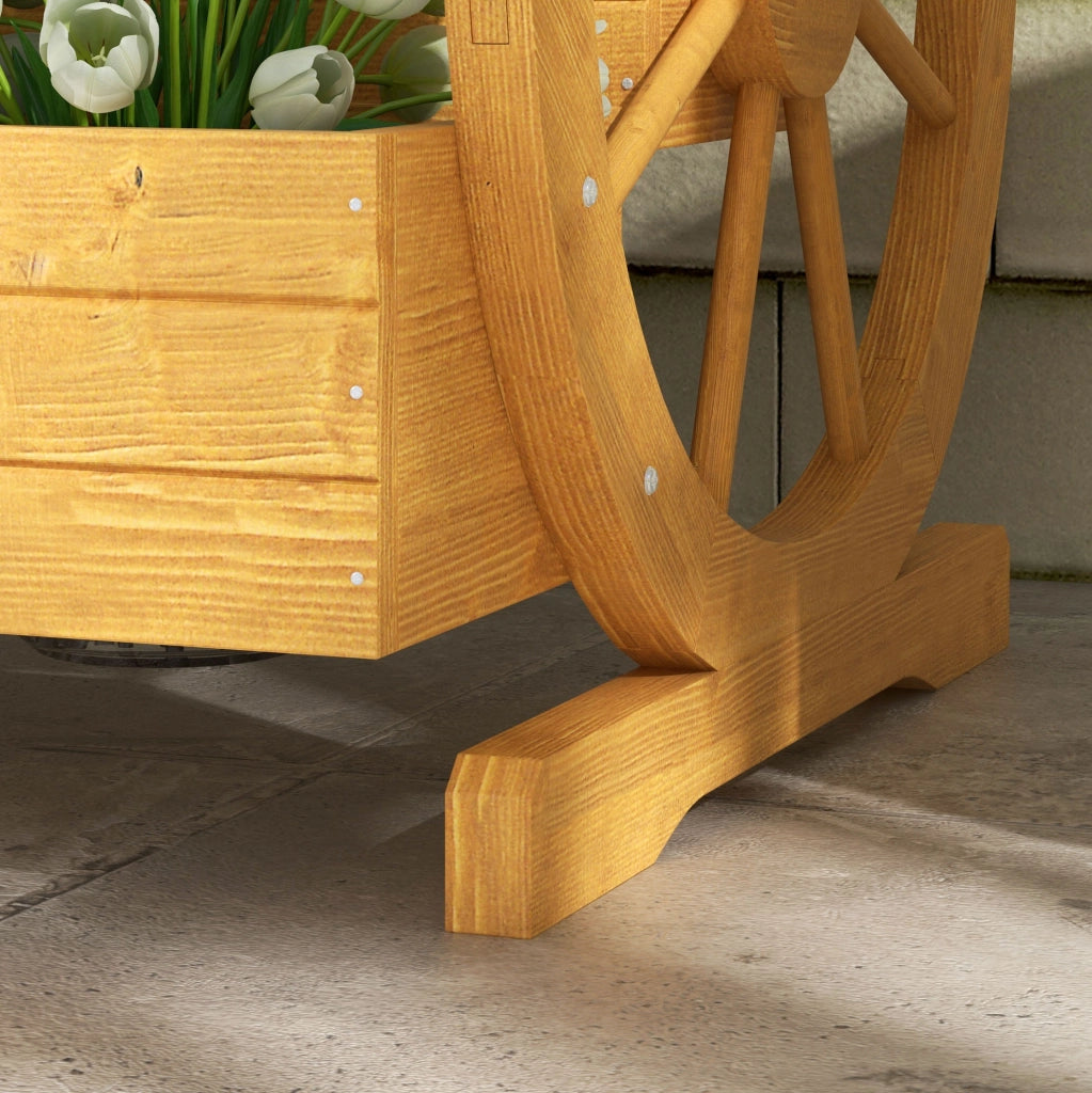 Fioriera a 3 livelli in legno di abete con ruote decorative