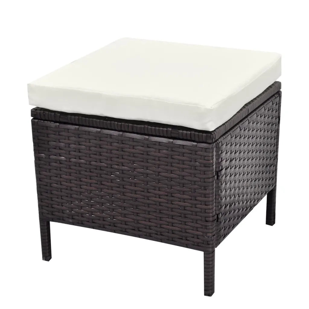 Set Divani da Giardino 4 pz con Cuscini in Polyrattan Marrone 43095