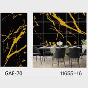 Trade Shop - Pannello Adesivo Effetto Marmo Nero Striato Oro Pareti Paraschizzi 300x60cm Stanza -