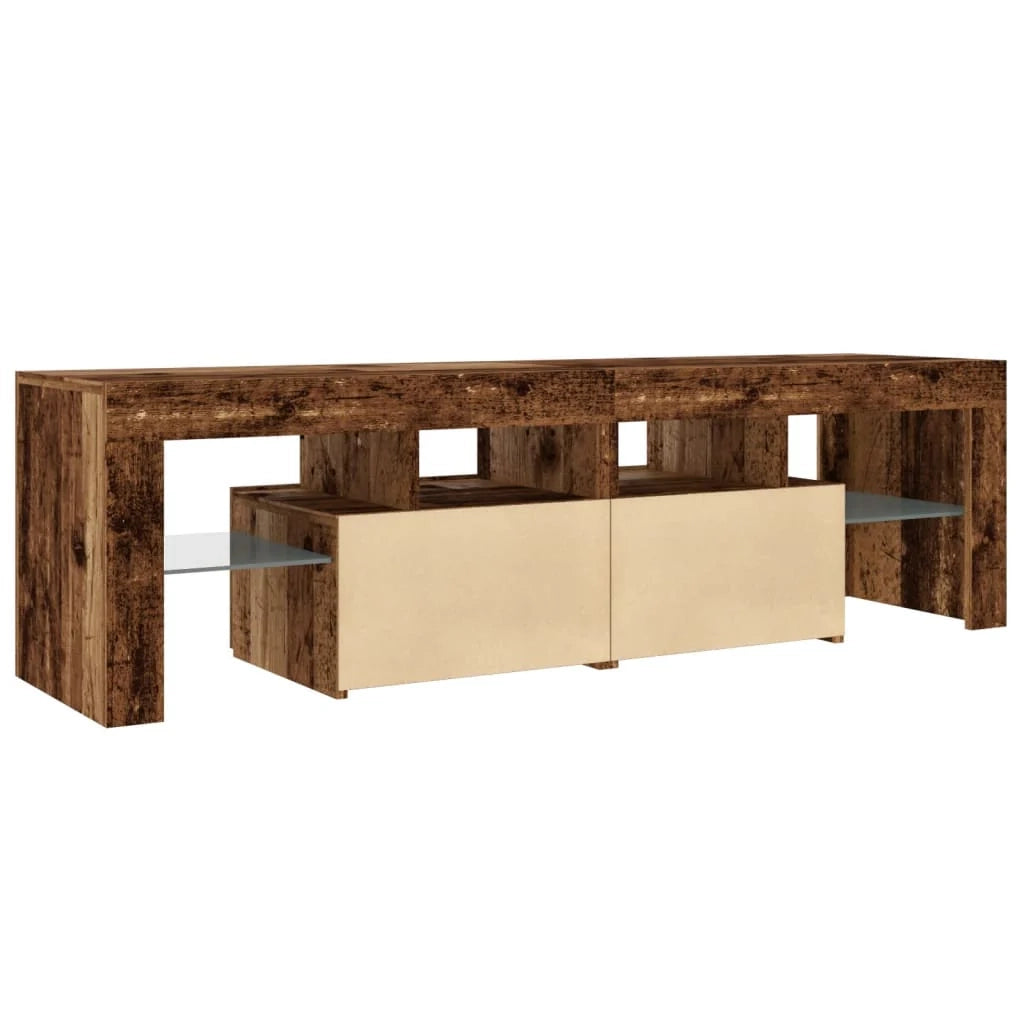Mobile TV multimediale scaffale TV credenza mobile TV sala da pranzo soggiorno camera da letto con luci LED legno invecchiato legno ingegnerizzato marrone 02_0026839