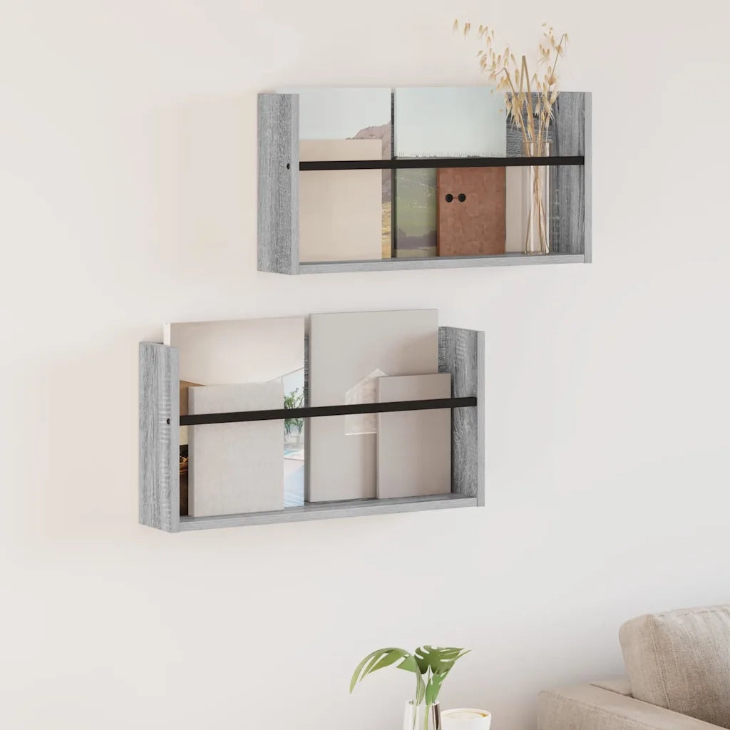 Scaffale per riviste 2 pcs Grigio Sonoma 60 x 12 x 30 cm