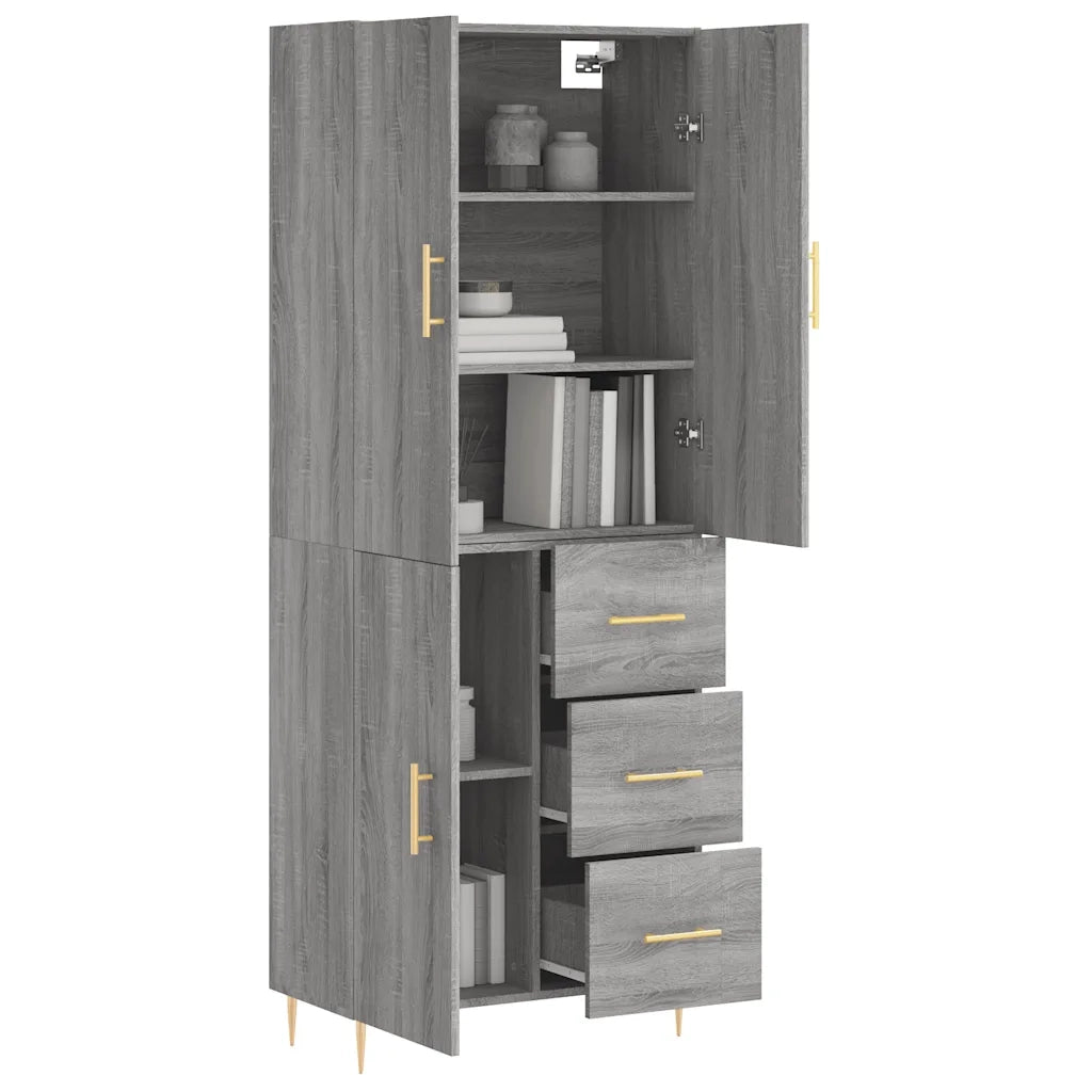 Credenza | Madia | Buffet da pranzo | Armadio da pranzo Grigio Sonoma 69,5x34x180 cm in Legno Multistrato