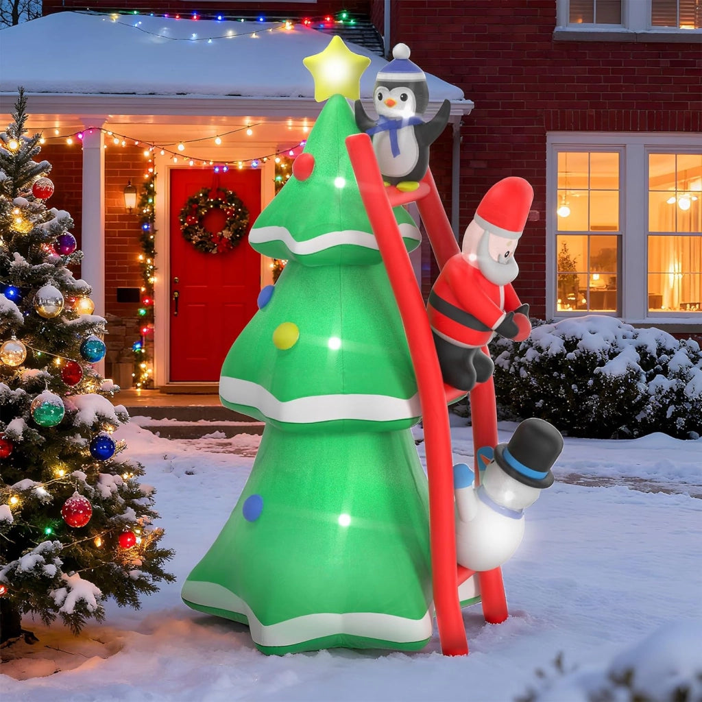 Albero di Natale gonfiabile con illuminazione e ventilatore silenzioso, 240 cm, figure di Natale gonfiabili, decorazione natalizia per interni ed esterni