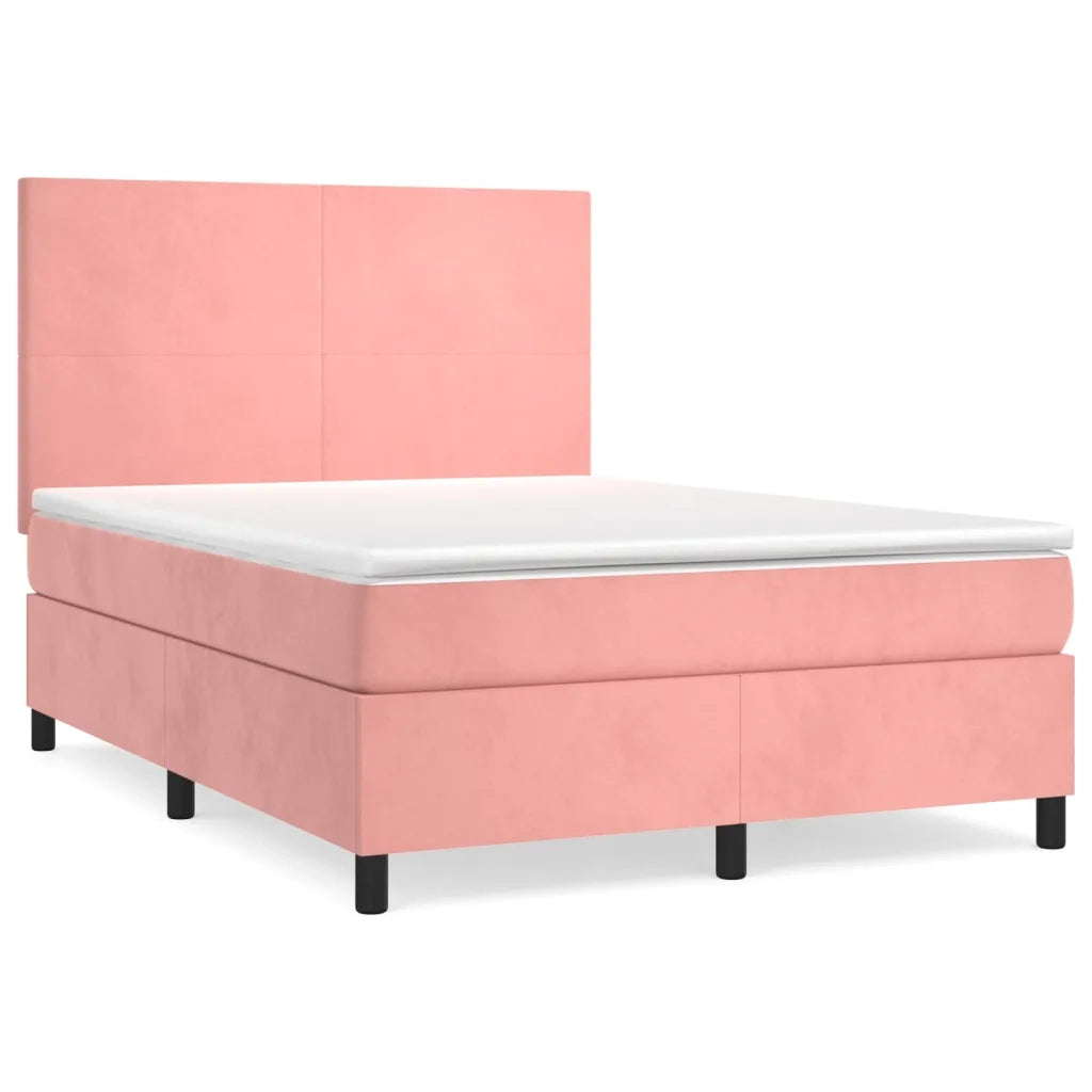 Giroletto a Molle con Materasso Rosa 140x190 cm in Velluto 3142904