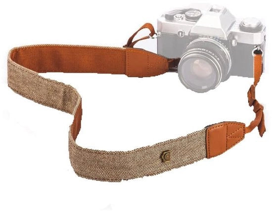 Cinturino per Fotocamera - Riem Adattabile - Materiale Cotone/PU - Adatto per la maggior parte delle Fotocamere - Comodo per il Collo/Spalla - Regalo per gli Amanti della Fotografia