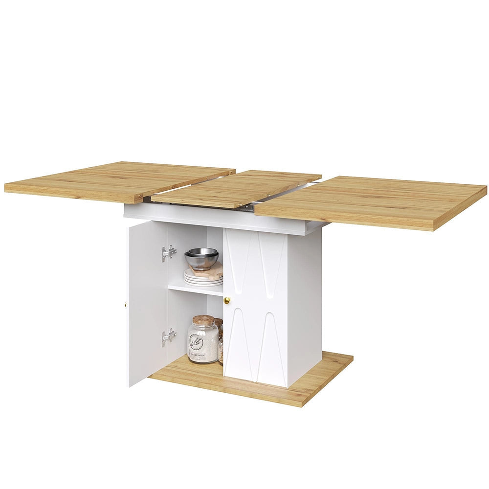 Tavolo da pranzo con motivo a rilievo - Xylo - 110(140)x70x76,5 cm - Placcato in legno
