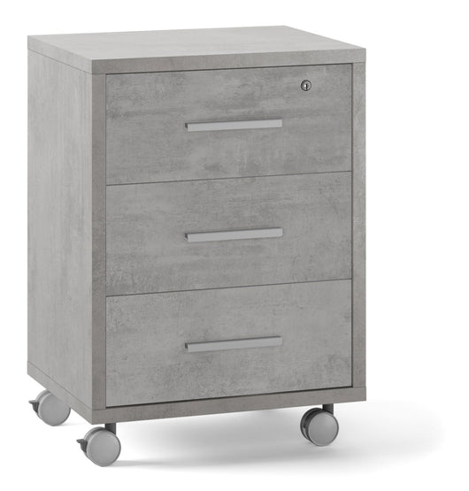 Cassettiera 3 Cassetti su Ruote 51x71x41 cm Cemento