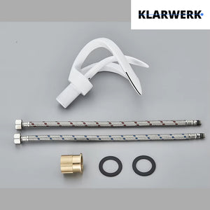 NAVIS | Rubinetto a cascata di design per bagno Rubinetto per bagno bianco | Elegante in acciaio inossidabile  per lavelli | Miscelatore  2 attacchi