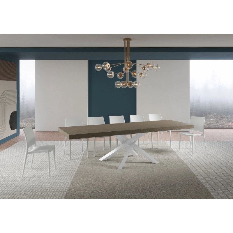 Tavolo allungabile 200/304x90 cm Volantis Premium telaio Bianche - Tortora