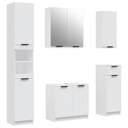 Set di Mobili da Bagno | Armadio da bagno 5 pz Bianco in Legno Multistrato