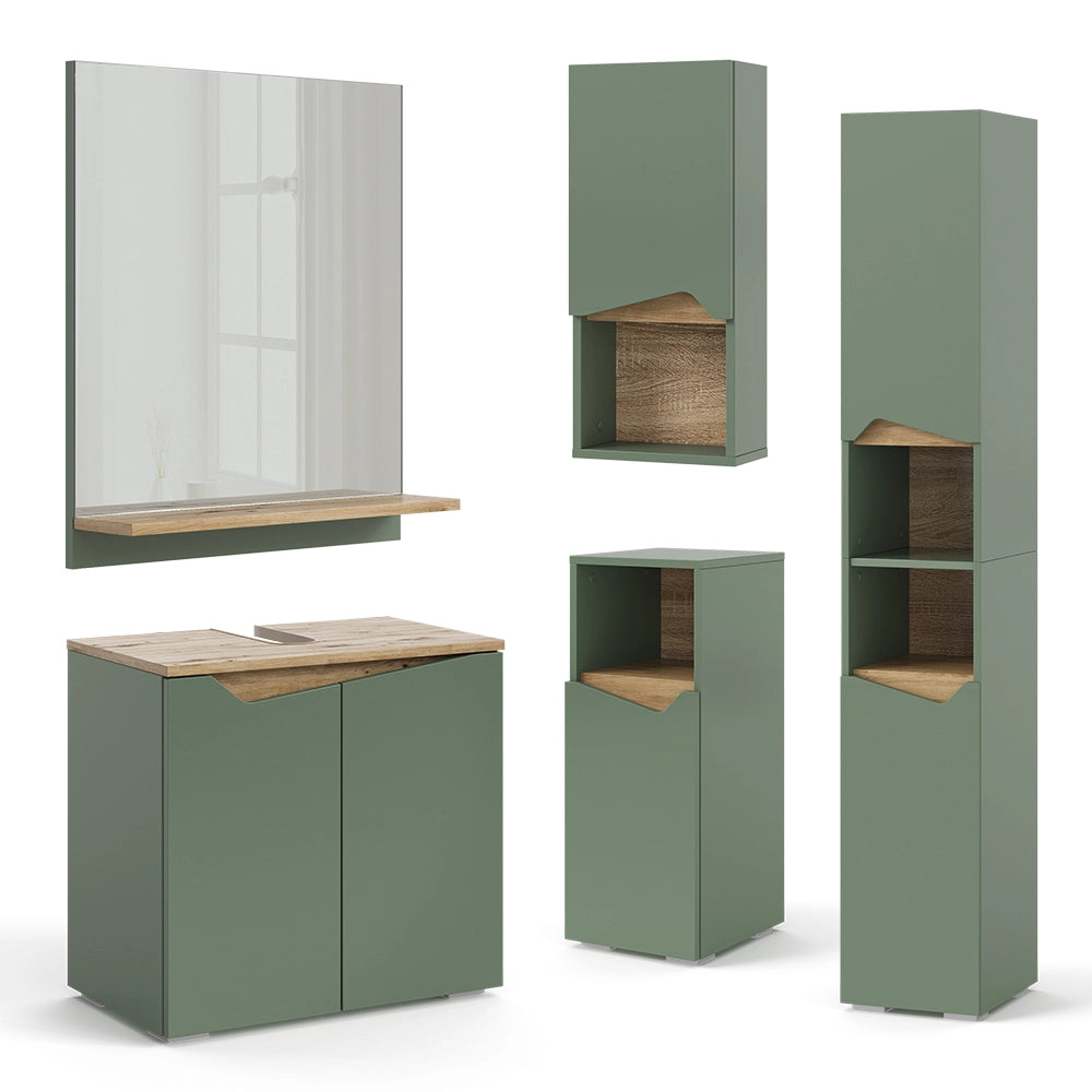 Vicco Set di mobili da bagno Verde/Artigianale 4 Teile
