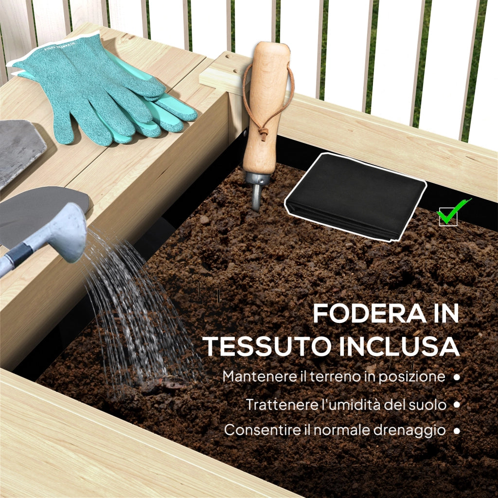 Set Tavolino Giardino con Fioriera e Ripiano ¨C Minimal ¨C Legno di Abete 207x59x78 cm
