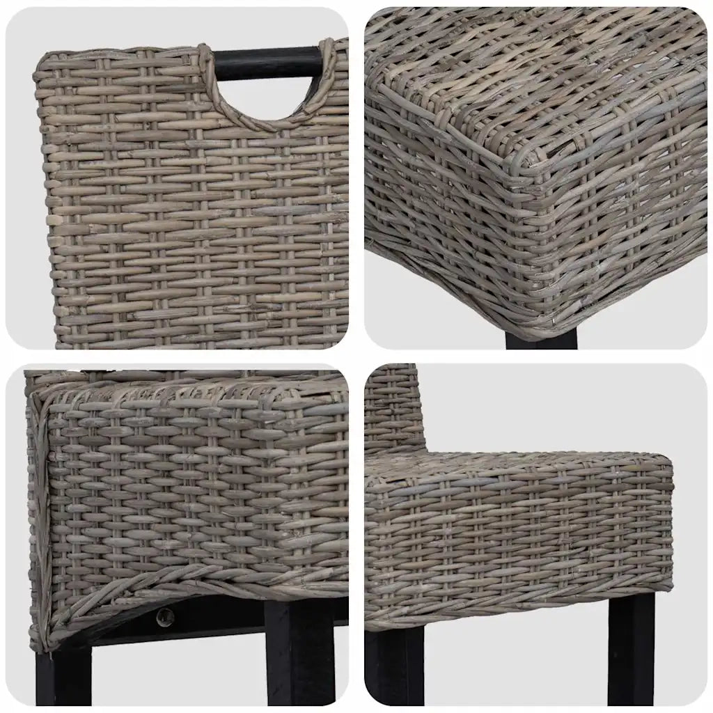 Sedie Sala da Pranzo 2 pz in Rattan Kubu e Legno di Mango 243638