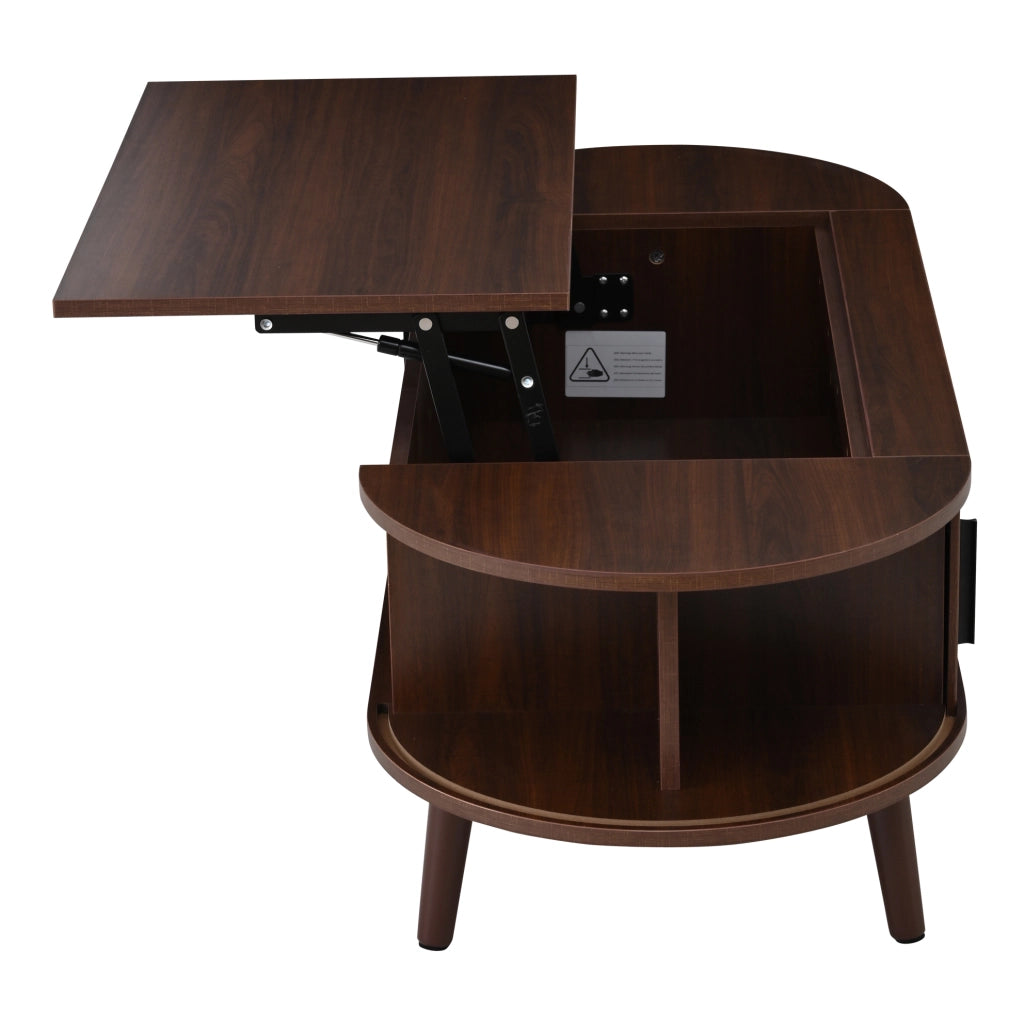 Tavolino da salotto 120x50x39.5 cm regolabile in altezza con vano nascosto in MDF noce