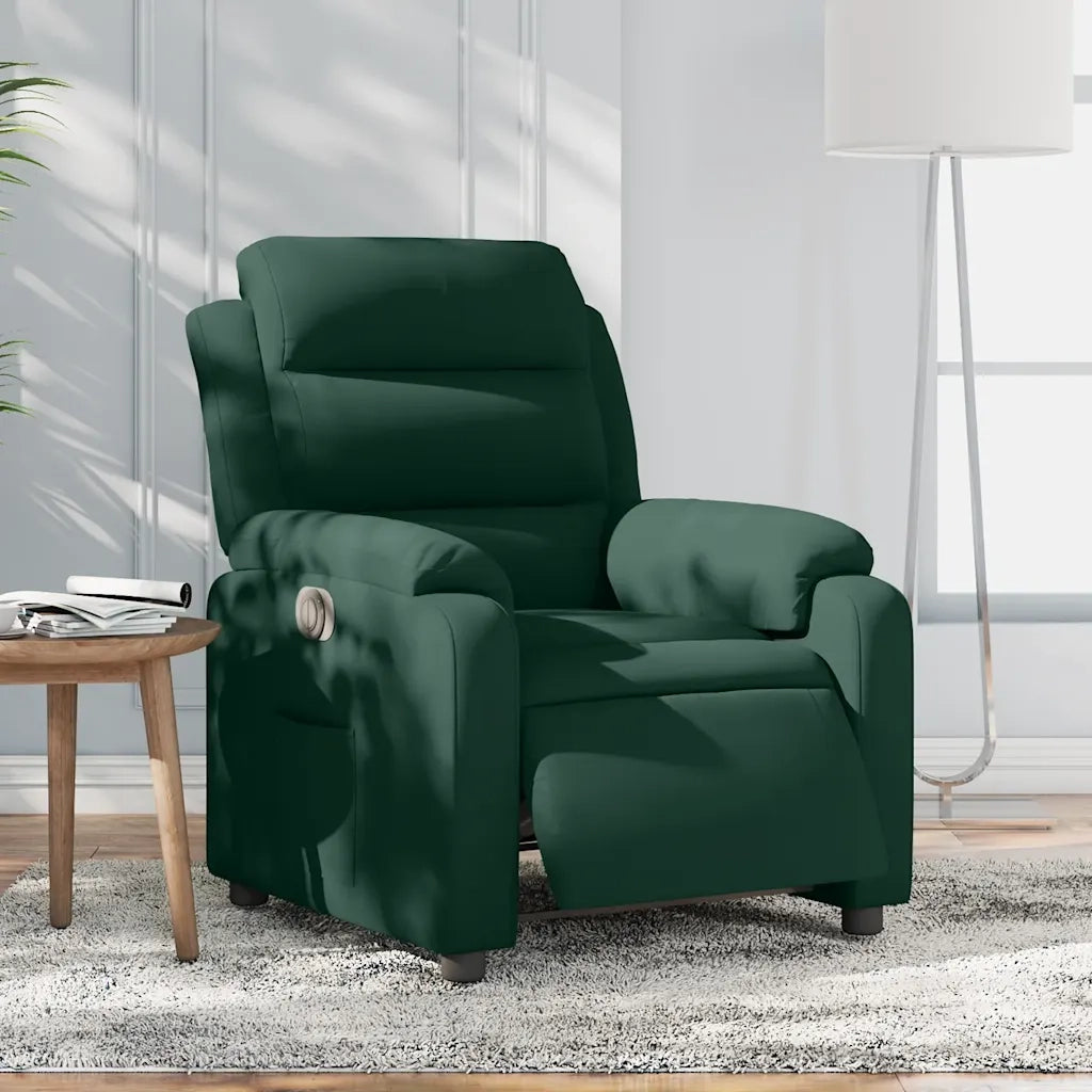 Poltrona Elettrica Reclinabile Verde Scuro in Vera Pelle