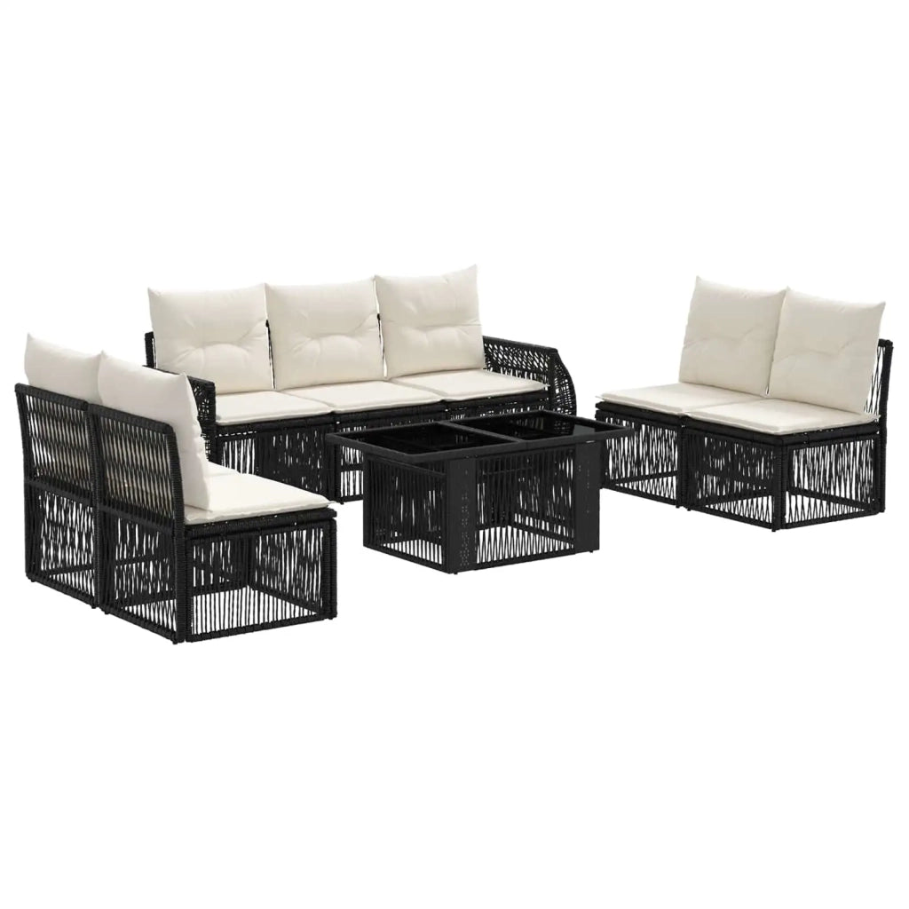 Set Divano da Giardino 8 pz Nero e Bianco Crema polyrattan 3436927