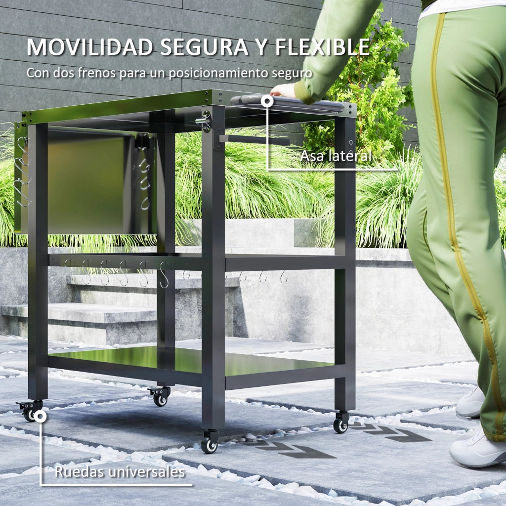 Carrello da Giardino con Piano e Ripiani ¨C zephmum ¨C 116x50x86 cm Nero