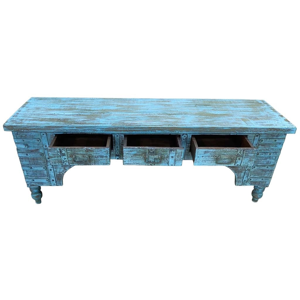 Mobile basso artigianale in legno 165-175x45x57h cm