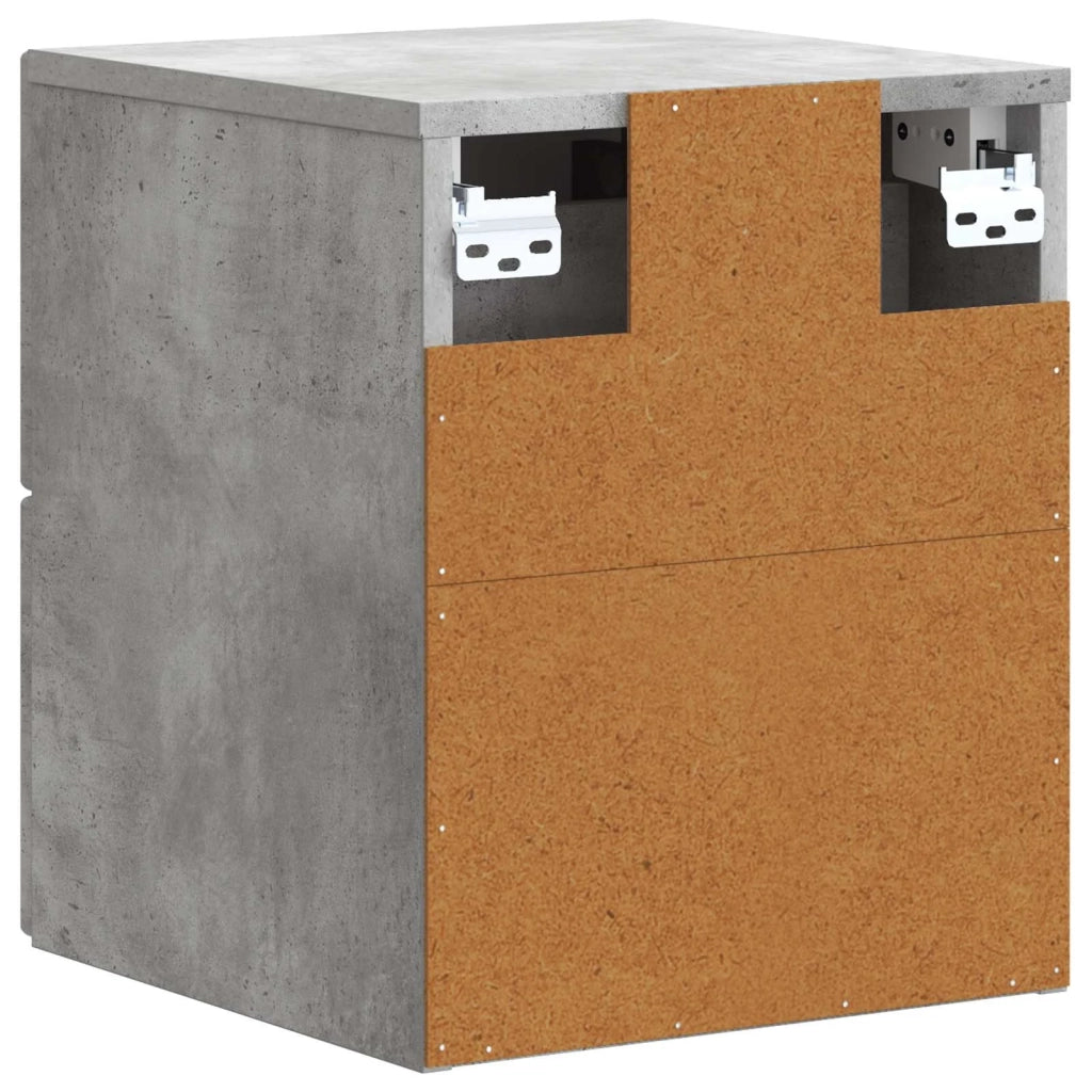 Set di 2 Comodini | Armadio da Notte | Mobiletto da notte a muro con cassetto Grigio Cemento