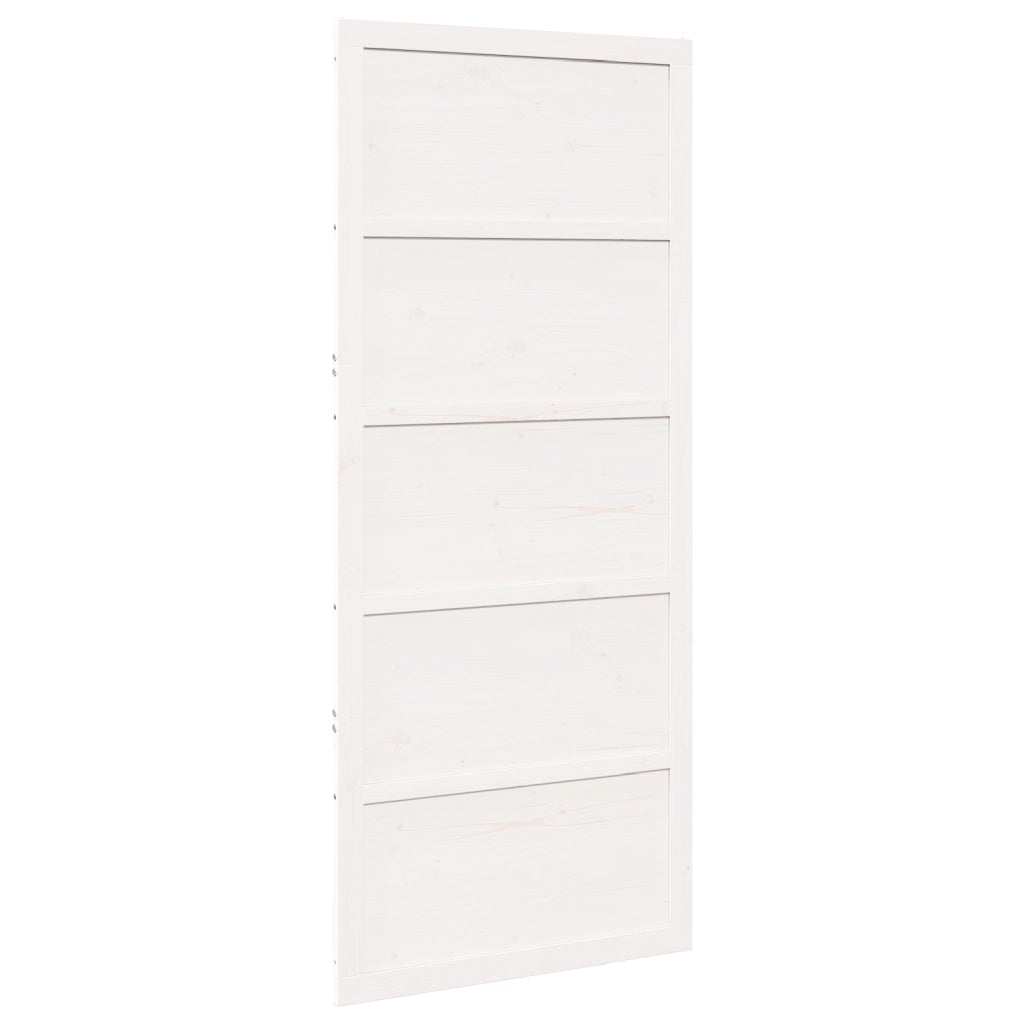 Porta a Fienile Bianca 90x208 cm in Legno Massello di Pino