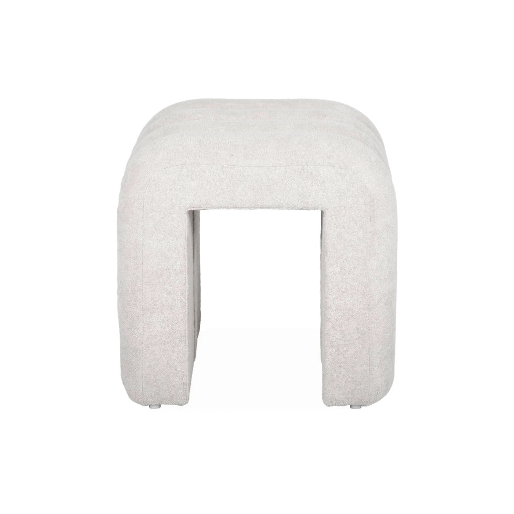 Set 2 pouf contemporanei in tessuto, bianco
