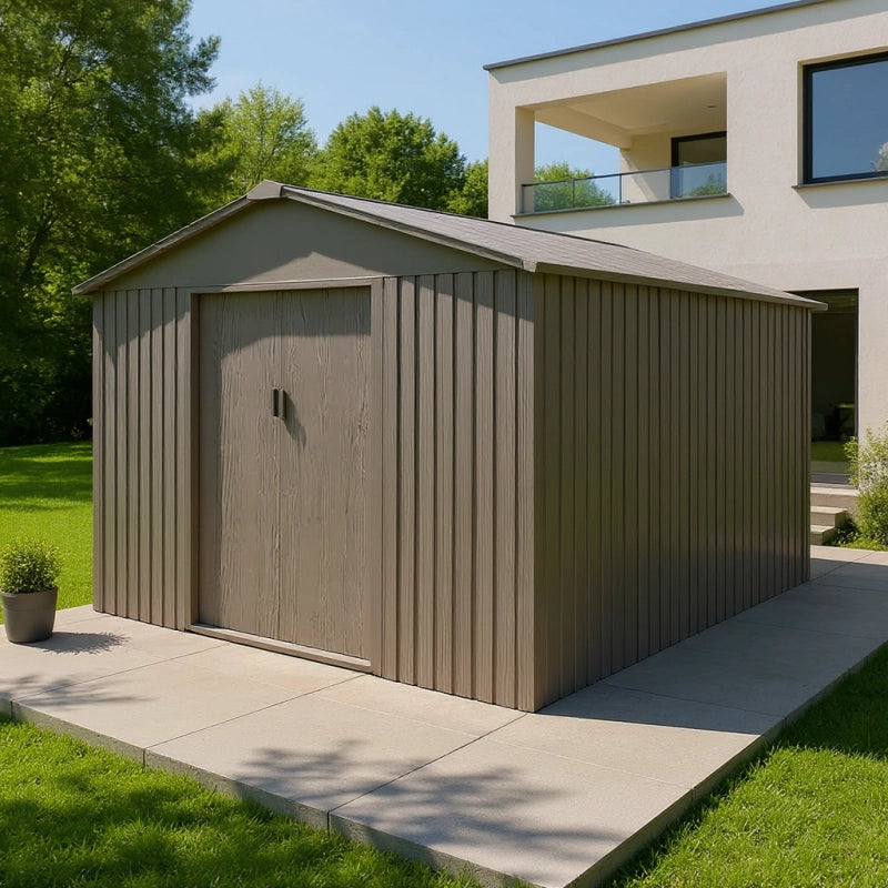 Casetta da giardino in metallo - LEGNO VECCHIO - 9,7 mÂ²