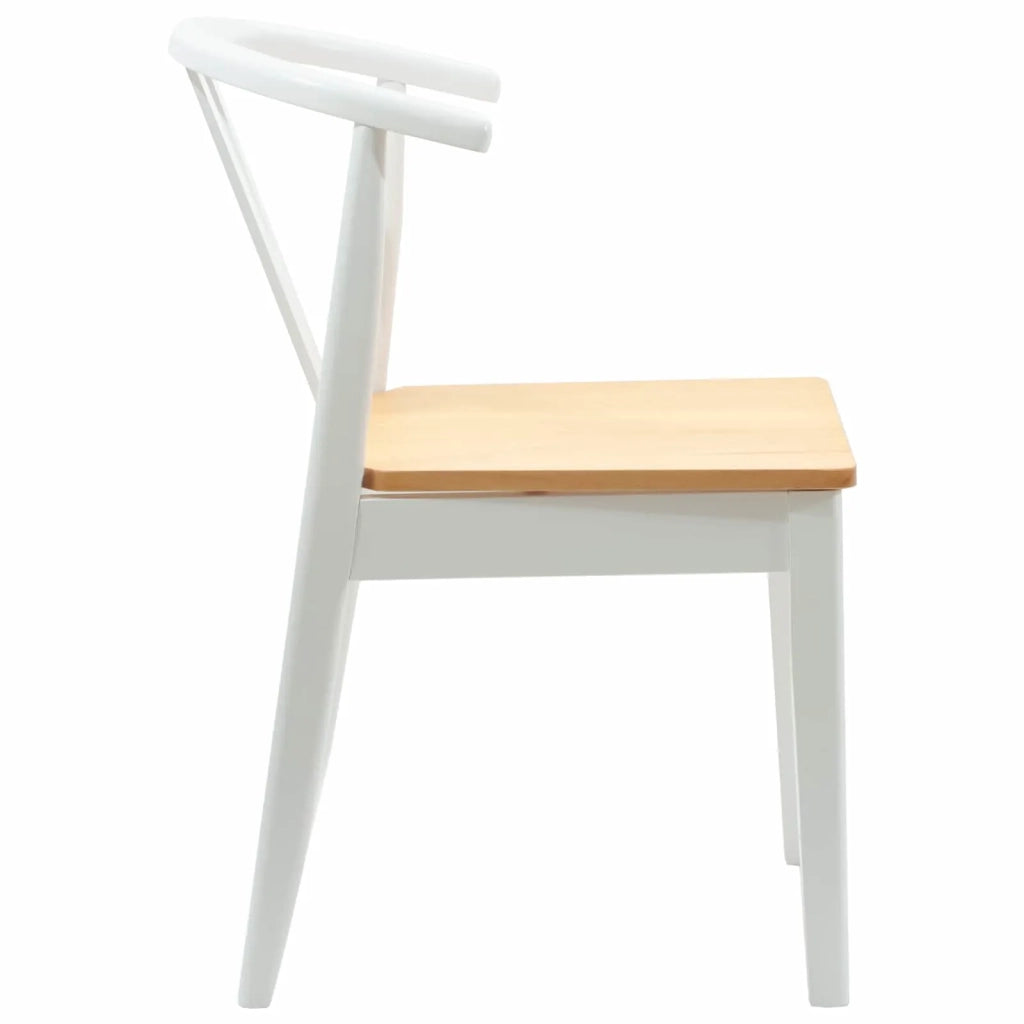 Sedia da pranzo 2 pz | Sedie da cucina Bianco e Naturale Legno di gomma solido