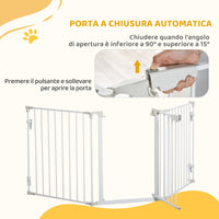 Cancelletto per Cani con Chiusura Automatica 180x3x74,5 cm in Metallo e Plastica Bianco